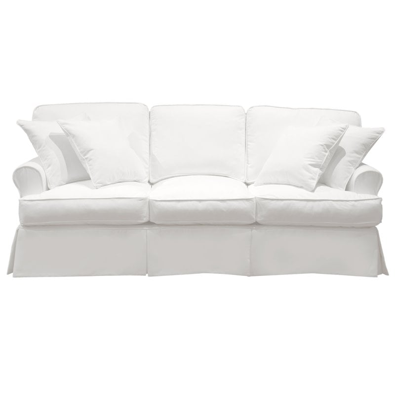 Sunset Trading Horizon T-Cushion Fabric Slipcovered Sofa in White