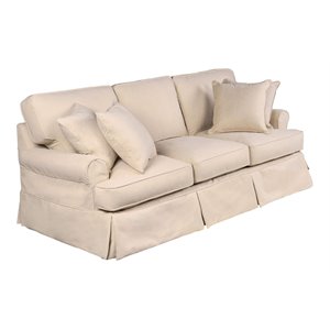 Sunset Trading Horizon T-Cushion Fabric Slipcovered Sofa in Tan