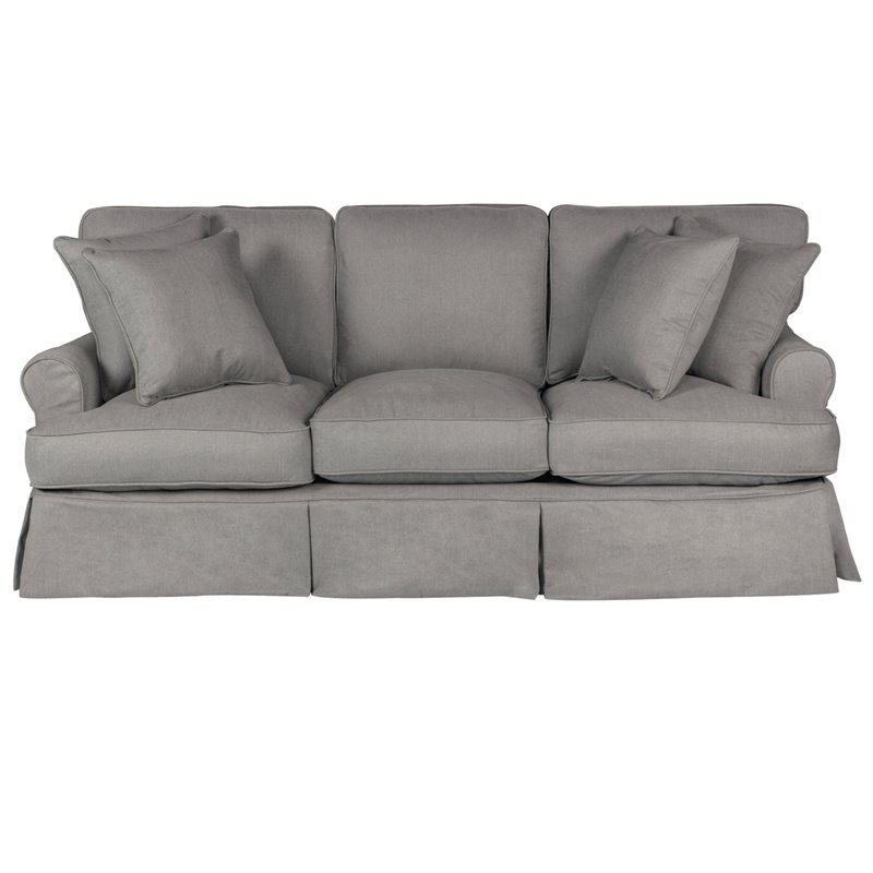 Sunset Trading Horizon T-Cushion Fabric Slipcovered Sofa in Gray