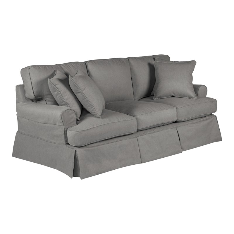 Sunset Trading Horizon T-Cushion Fabric Slipcovered Sofa in Gray