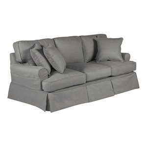 Sunset Trading Horizon T-Cushion Fabric Slipcovered Sofa in Gray