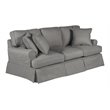 Sunset Trading Horizon T-Cushion Fabric Slipcovered Sofa in Gray
