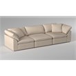 Sunset Trading Puff 3-Piece Fabric Slipcover Modular Sectional Sofa in Tan