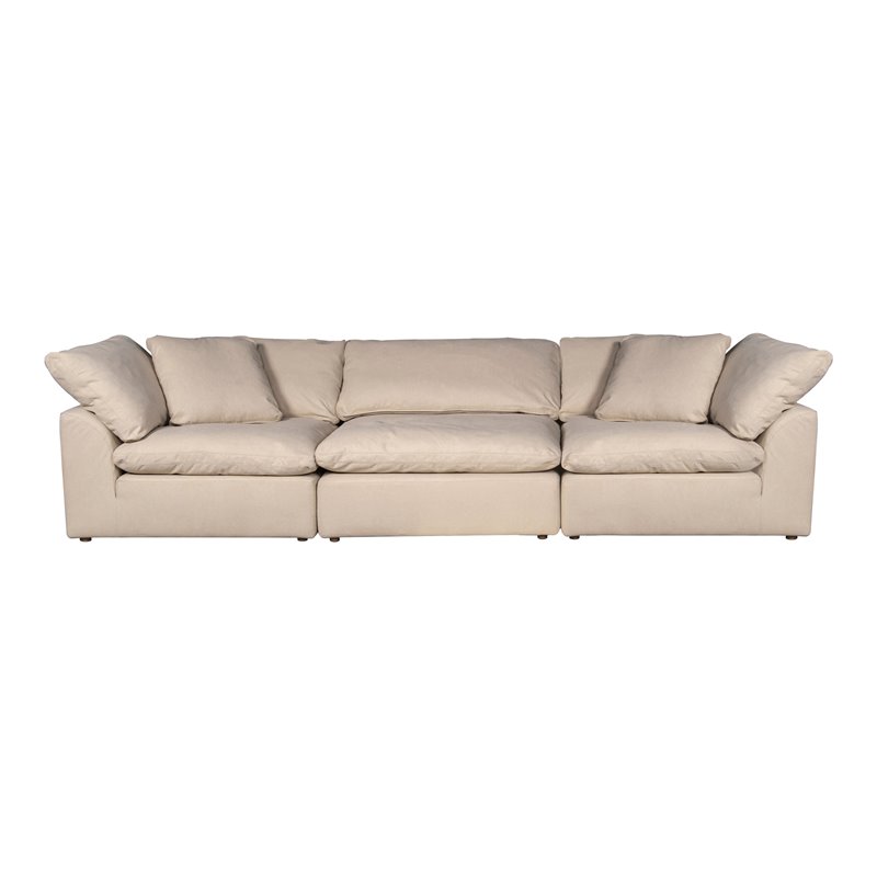 Sunset Trading Puff 3-Piece Fabric Slipcover Modular Sectional Sofa in Tan