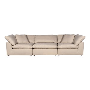 Sunset Trading Puff 3-Piece Fabric Slipcover Modular Sectional Sofa in Tan