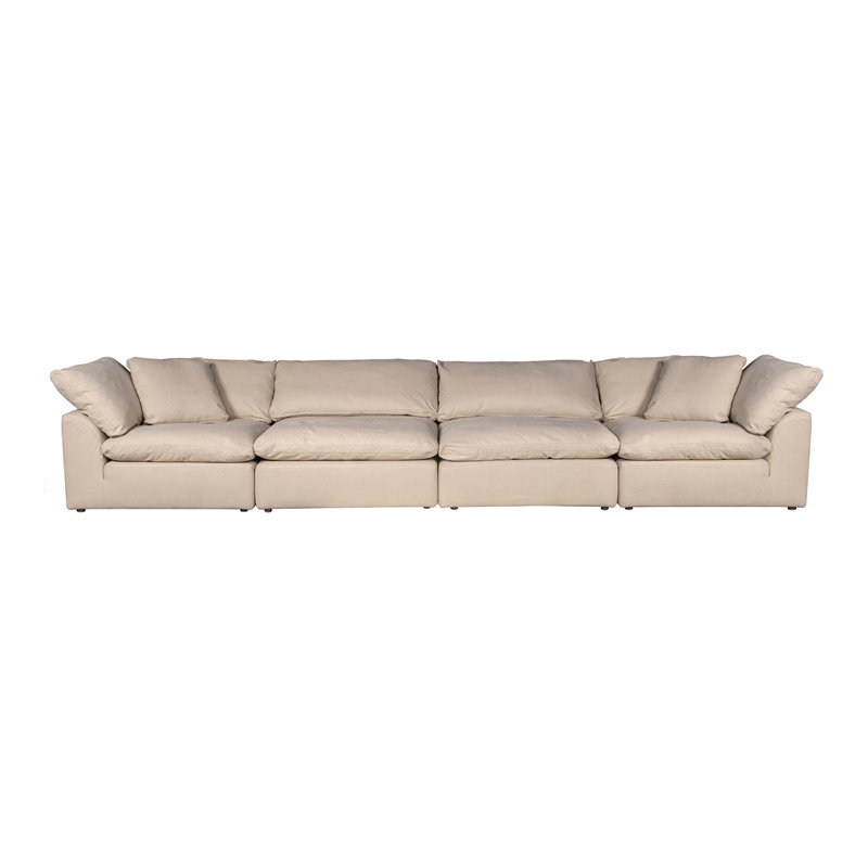 Sunset Trading Puff 4-Piece Fabric Slipcover Modular Sectional Sofa in Tan