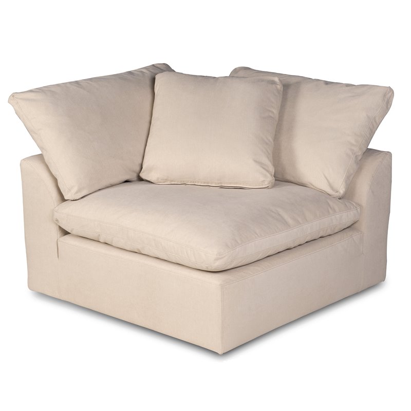 Sunset Trading Puff 3-Piece L-Shaped Fabric Slipcover Sectional in Tan