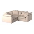 Sunset Trading Puff 3-Piece L-Shaped Fabric Slipcover Sectional in Tan