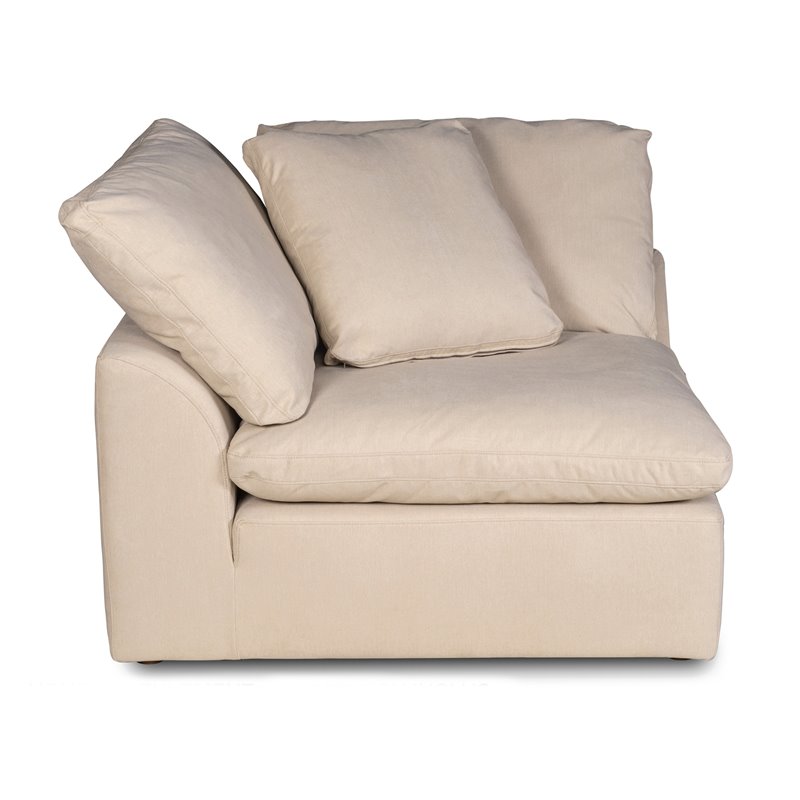 Sunset Trading Puff 4-Piece L-Shaped Fabric Slipcover Sectional in Tan