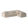 Sunset Trading Puff 4-Piece L-Shaped Fabric Slipcover Sectional in Tan