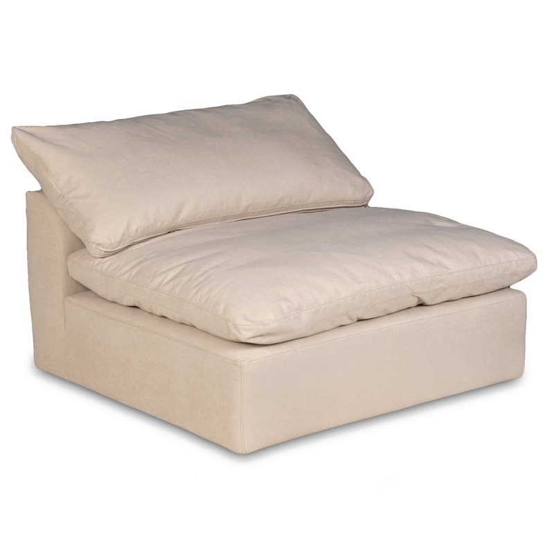 Sunset Trading Puff 6-Piece Fabric Slipcover Pit Sectional Sofa in Tan