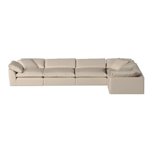 Sunset Trading Puff 5-Piece Fabric Slipcover Modular Sectional Sofa in Tan
