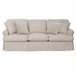 Sunset Trading Horizon T-Cushion Fabric Slipcovered Sofa in Linen Beige