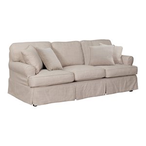 Sunset Trading Horizon T-Cushion Fabric Slipcovered Sofa in Linen Beige