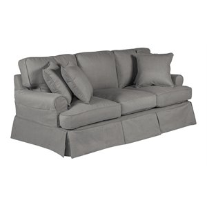 sunset trading horizon fabric slipcover for t-cushion sofa in gray