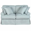 Sunset Trading Horizon T-Cushion Fabric Slipcovered Loveseat in Ocean Blue