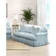 Sunset Trading Horizon T-Cushion Fabric Slipcovered Loveseat in Ocean Blue