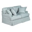 Sunset Trading Horizon T-Cushion Fabric Slipcovered Loveseat in Ocean Blue