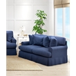 Sunset Trading Horizon T-Cushion Fabric Slipcovered Loveseat in Navy Blue