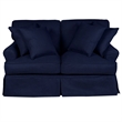Sunset Trading Horizon T-Cushion Fabric Slipcovered Loveseat in Navy Blue
