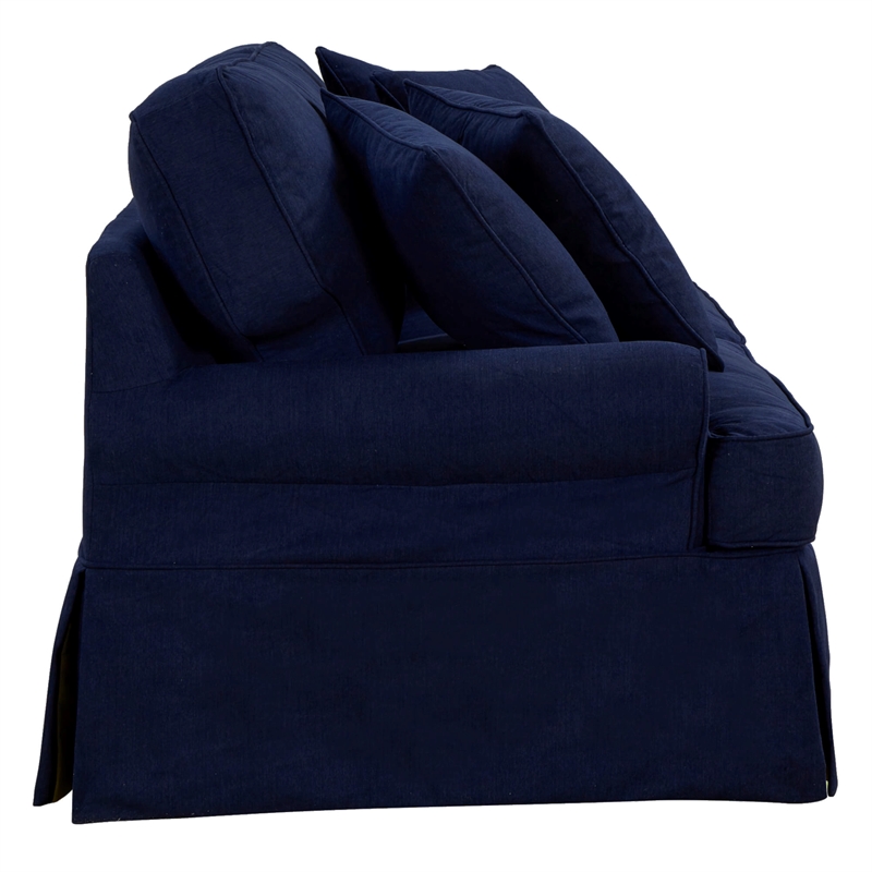 Sunset Trading Horizon T-Cushion Fabric Slipcovered Loveseat in Navy Blue