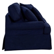 Sunset Trading Horizon T-Cushion Fabric Slipcovered Loveseat in Navy Blue