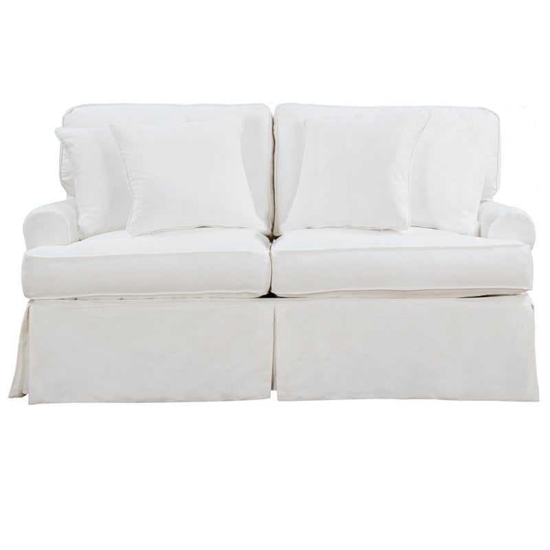 Sunset Trading Horizon T-Cushion Fabric Slipcovered Loveseat in White