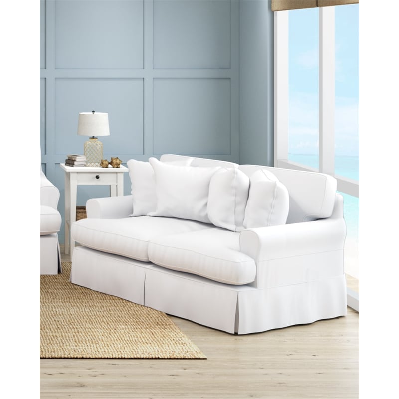 Sunset Trading Horizon T-Cushion Fabric Slipcovered Loveseat in White