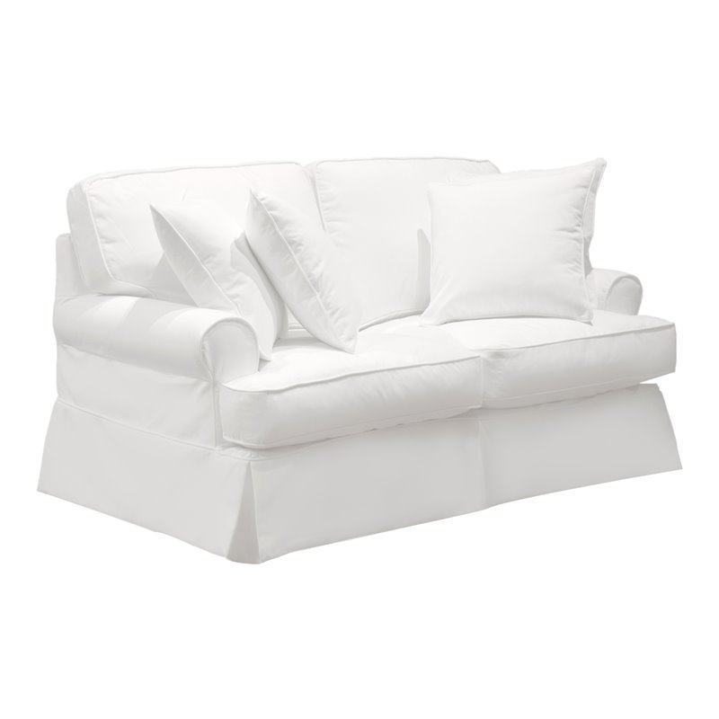 Sunset Trading Horizon T-Cushion Fabric Slipcovered Loveseat in White