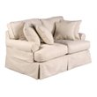 Sunset Trading Horizon T-Cushion Fabric Slipcovered Loveseat in Tan