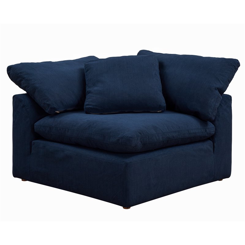 Sunset Trading Puff 2-Piece Fabric Slipcover Sectional Sofa in Navy
