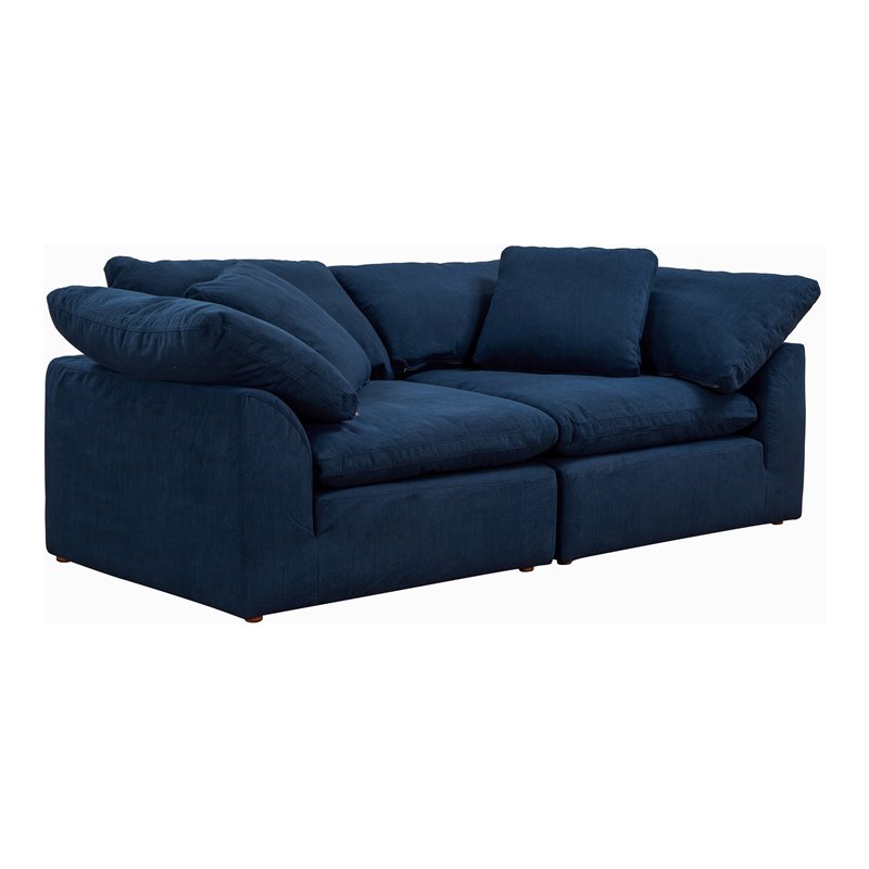 Sunset Trading Puff 2-Piece Fabric Slipcover Sectional Sofa in Navy
