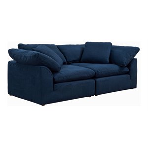 Sunset Trading Puff 2-Piece Fabric Slipcover Sectional Sofa in Navy