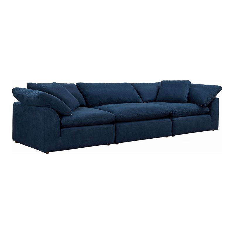 Sunset Trading Puff 3-Piece Fabric Slipcover Sectional Sofa in Navy