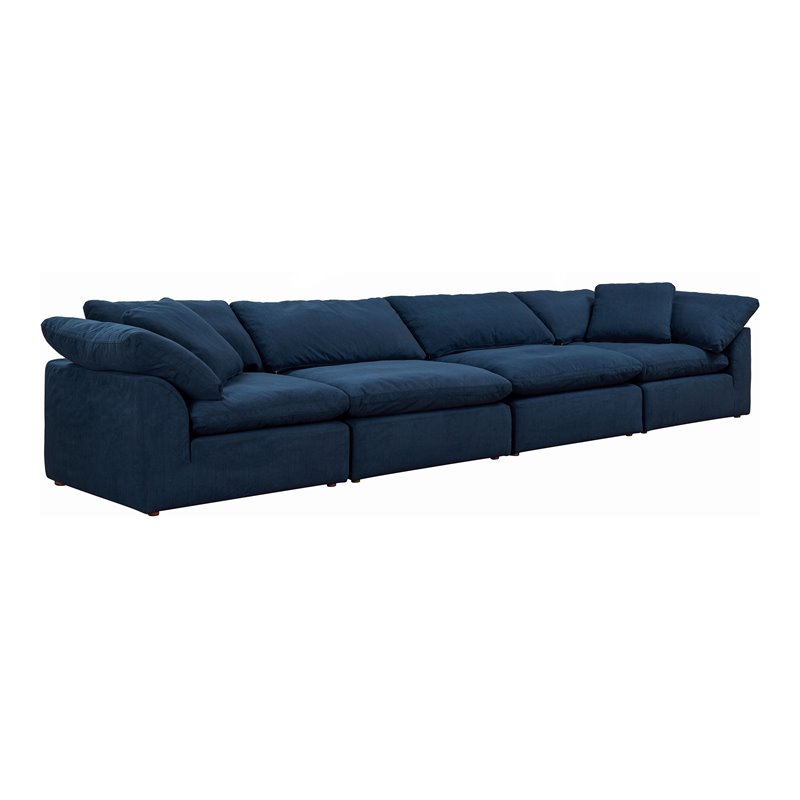 Sunset Trading Puff 4-Piece Fabric Slipcover Sectional Sofa in Navy