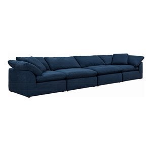 Sunset Trading Puff 4-Piece Fabric Slipcover Sectional Sofa in Navy