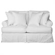 Sunset Trading Horizon T-Cushion Cotton Fabric Slipcovered Loveseat  Warm White