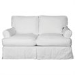 Sunset Trading Horizon T-Cushion Cotton Fabric Slipcovered Loveseat  Warm White