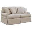 Sunset Trading Horizon T-Cushion Fabric Slipcovered Loveseat in Linen Beige