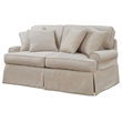 Sunset Trading Horizon T-Cushion Fabric Slipcovered Loveseat in Linen Beige