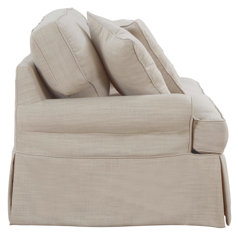 Sunset Trading Horizon T-Cushion Fabric Slipcovered Loveseat in Linen Beige