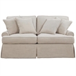 Sunset Trading Horizon T-Cushion Fabric Slipcovered Loveseat in Linen Beige