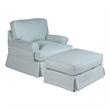 Sunset Trading Horizon T-Cushion Fabric Slipcover Chair & Ottoman in Ocean Blue