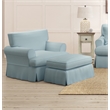 Sunset Trading Horizon T-Cushion Fabric Slipcover Chair & Ottoman in Ocean Blue