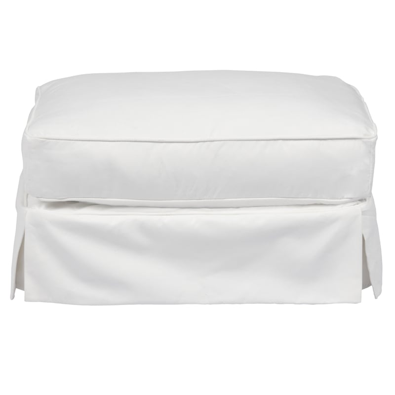 Sunset Trading Horizon T-Cushion Fabric Slipcovered Chair with Ottoman in White