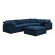 Sunset Trading Puff 5-Piece L-Shaped Fabric Slipcover Sectional in Navy