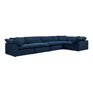 Sunset Trading Puff 5-Piece Fabric Slipcover Sectional Sofa in Navy