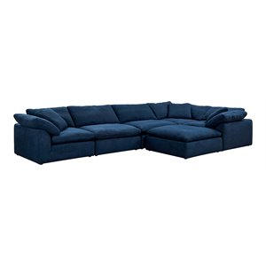 Sunset Trading Puff 6-Piece L-Shaped Fabric Slipcover Sectional Navy Blue