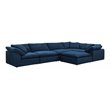 Sunset Trading Puff 6-Piece L-Shaped Fabric Slipcover Sectional Navy Blue