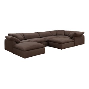 Sunset Trading Puff 7-Piece Fabric Slipcovered Modular Sectional in Brown